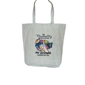 White Canvas Tote Bag with Colorful Print
